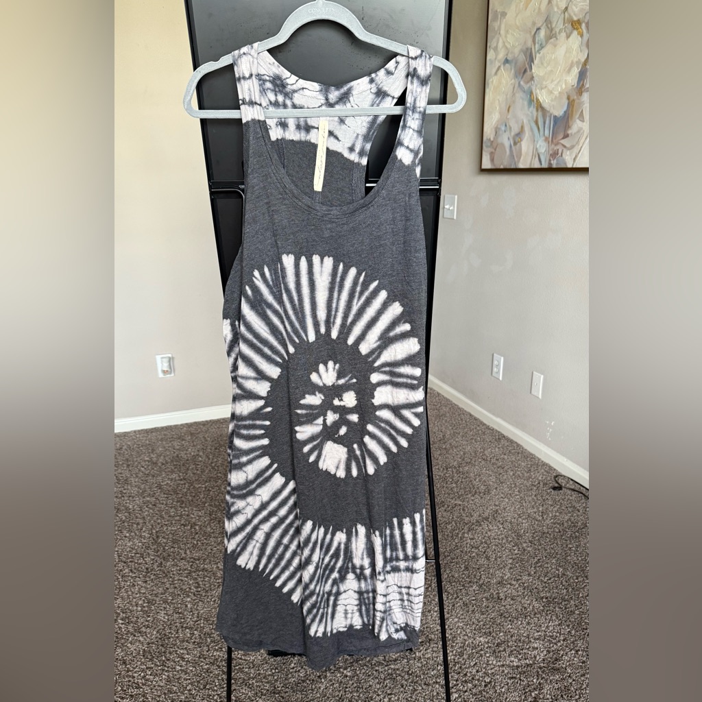 Raquel Allegra Gray And White Tie-Dye Dress